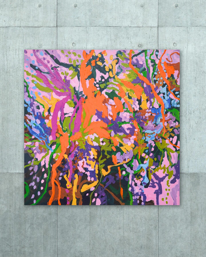 Burning Ravana, 2023, 39&quot;x39&quot; (Acrylic on canvas)