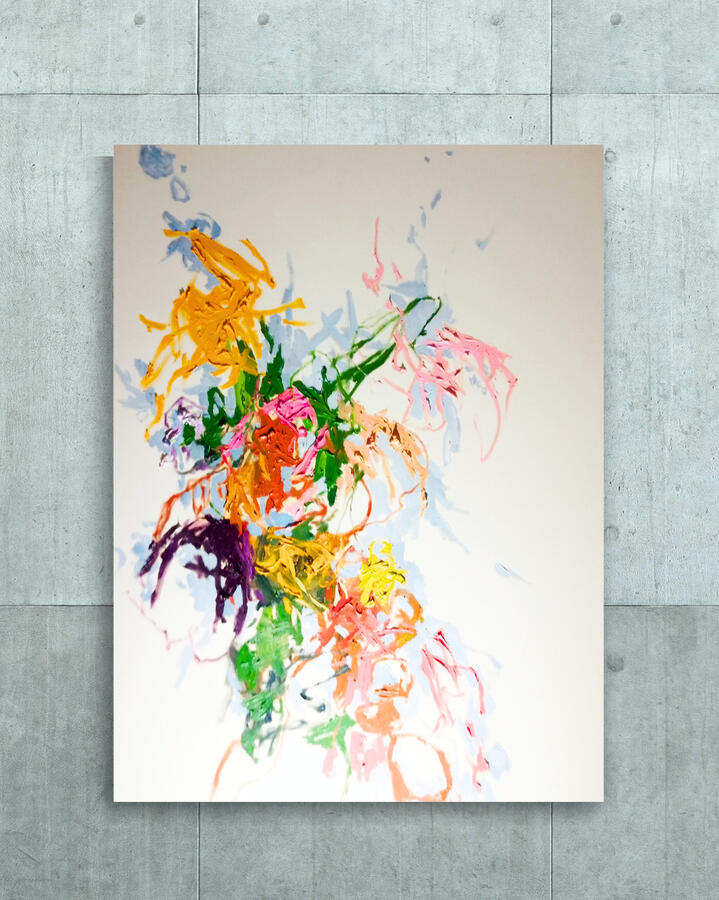 Where the Light Fell Apart Between the Leaves, 2025, oil on raw canvas, 48x36 inches