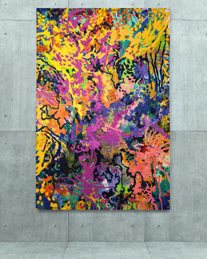 Laconic, 2022, 68&quot;x45&quot; (mixed media on canvas)