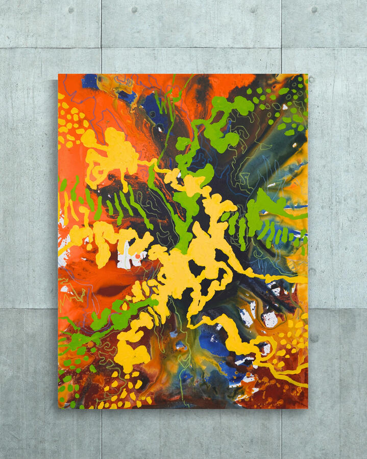 Cafuné, 2023 48&quot;x36&quot; (Acrylic and oil pastel on canvas)