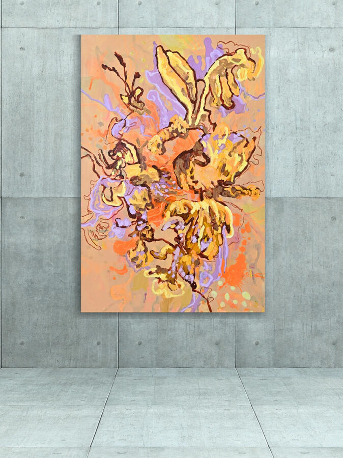 Tangerine Dreams and Sunburnt Hopes, 2024, 60&quot;x39&quot; (Acrylic on canvas)