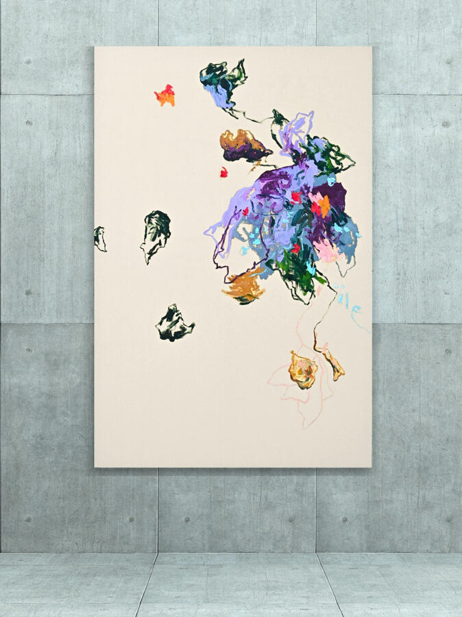 All the Colors Were Hiding Under the Rain, 2025, 68&quot;x45&quot; (oil on canvas)