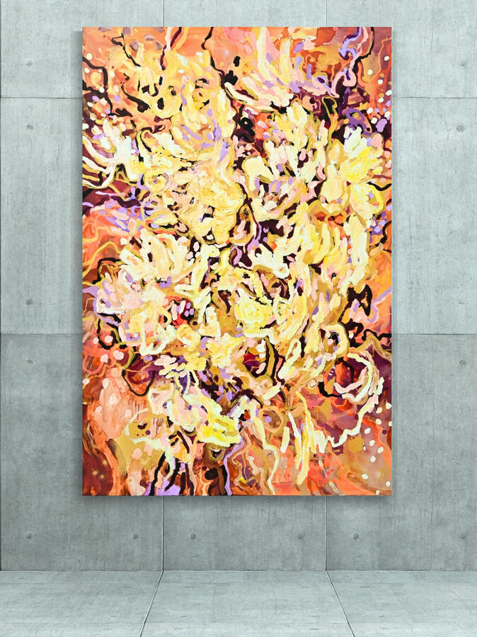 Gathering Echoes of Love from the Midnight Breeze, 2024, 68&quot;x45&quot; (Acrylic on canvas)